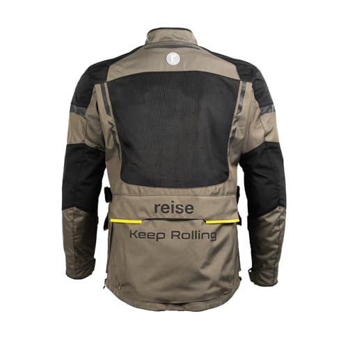 Image of Reise - PineAir Summer Adventure Touring Jacket | Durable, breathable | CE Level 2 Safetech armor | Superior ventilation | Waterproof pockets - Olive Colour
