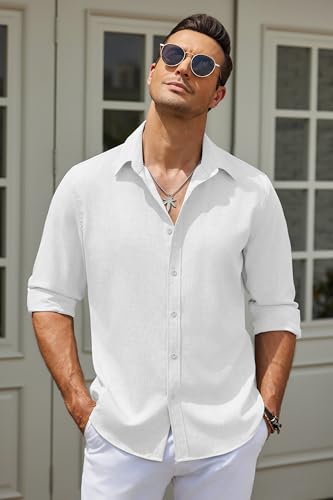 COOFANDY Men's Casual Button Down Shirt Long Sleeve Untucked Chambray Shirt Wrinkle Free Dress Shirts2