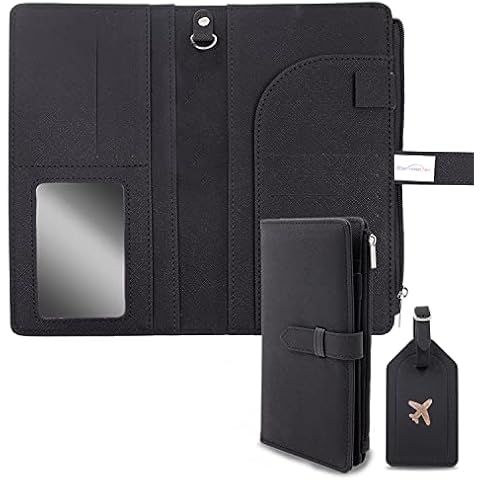 Sbrinnaliao Passport Holder for Women/Men, Passport Womens Wallet Rfid Blocking, Premium Leather Passport Cover for Family, Travel Passport Book, Multifunctional Organizer Travel Essential (Black) Cover