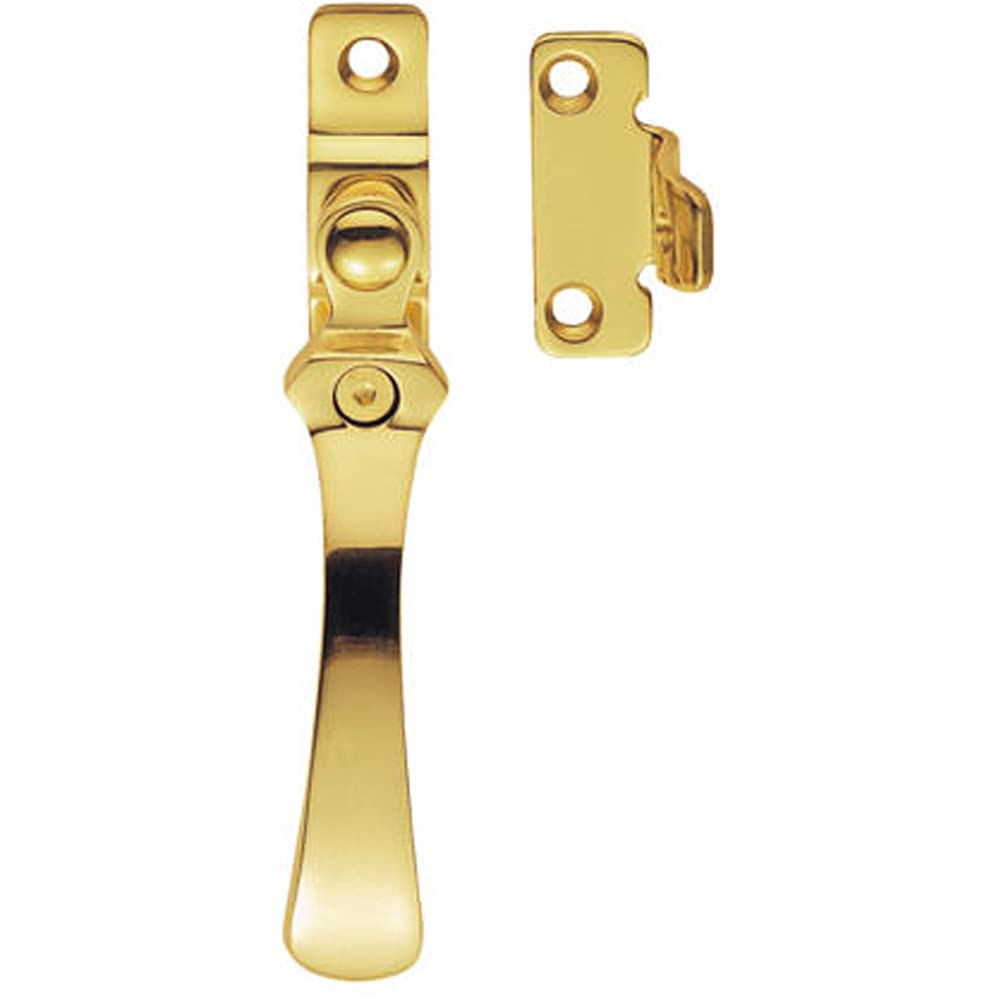 Loops Polished Brass Lockable Victorian Casement Window Fastener - 57 X 13Mm - | Victorian Design Casement Window Fitting - Window Casement Stay Fastener Arm - Casement Window Fixture