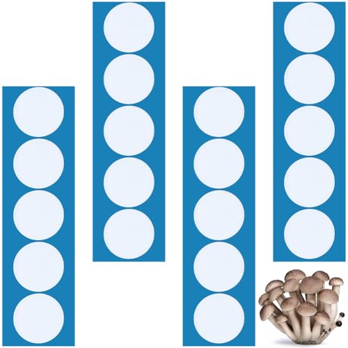 Image of GORGECRAFT 20Pcs 4 Sheets Synthetic Filter Paper Stickers 84mm Dia Adhesive Filter Disks 0.5mm Thick Round Wide Mouth Mason Jar Lids Patch Sticker Replacements Pads for Mushroom Cultivation Grow Bags
