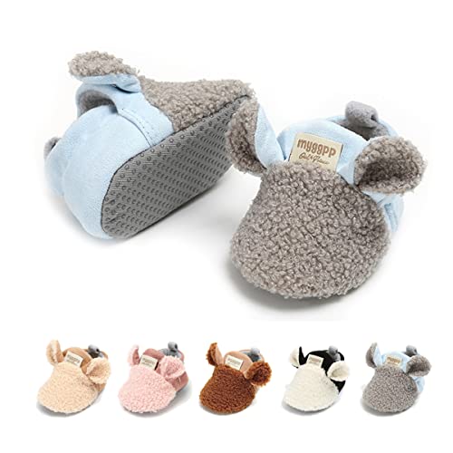 Image of LAFEGEN Baby Booties for Boys Girls with Soft Lining Non Slip Gripper Newborn Infant Slipper Socks Toddler First Walker Crib Shoes 0-18 Months