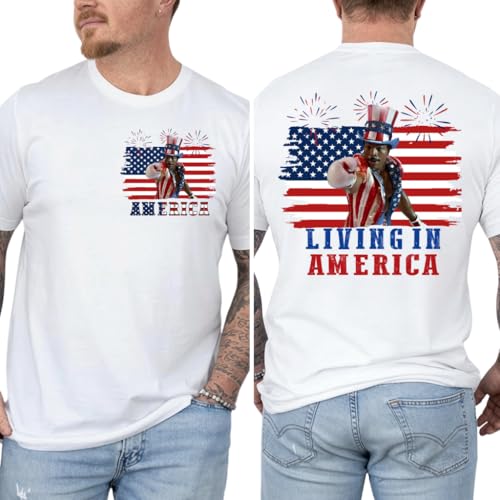 Apoll.o Creed Living in America Shirt Apoll.o Creed Fourth of July Shirt USA Fighter Tee (US Alpha Large Regular Regular White)