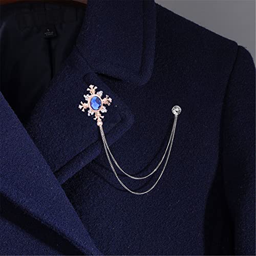Image of 2PCS Long Chain Brooch Crystal Tassel Brooch Pin Gem Brooch Fashion Scarf Tie Pins for Women Men Wedding