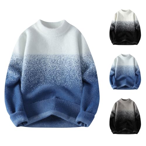 Cambkatl Men's Gradient Crewneck Knit Sweaters - 2024 Fall Winter Loose Long Sleeve Pullover Casual Soft Jumper Tops2