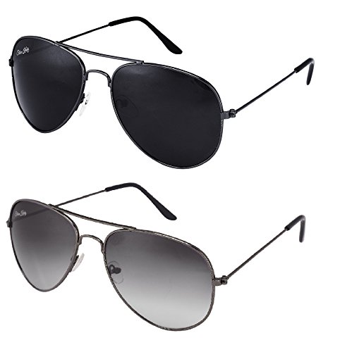 Silver Kartz Unisex Sunglasses Combo (cm101, 55, Black)