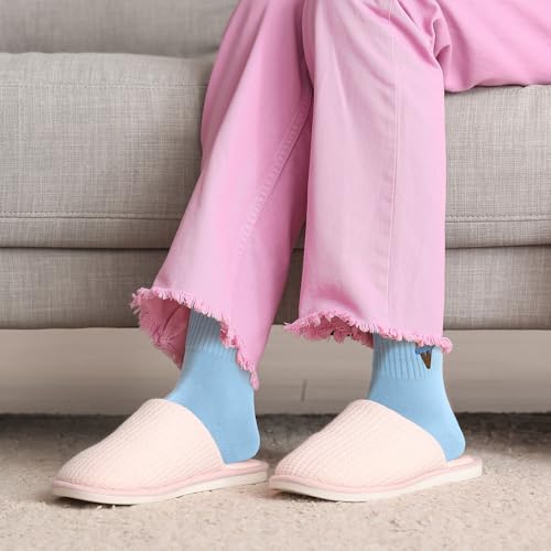 Image of Eurzom 10 Pairs Socks Womens Crew Elastic Ankle Length Cotton Socks Aesthetic Cute Lightweight Low Cut Gifts for Women