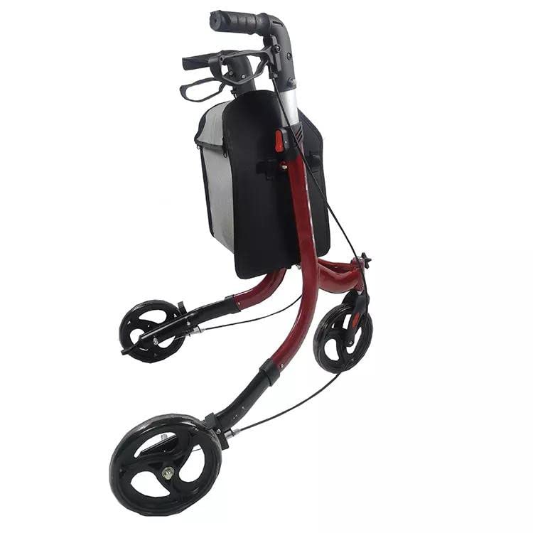 Andador con Ruedas de Tres Ruedas para Personas Mayores, liviano, Andador con Ruedas de pie, Andador con Ruedas Plegable y Duradero para Personas Mayores, Andador de 3 Ruedas, Andador con Bolsa de