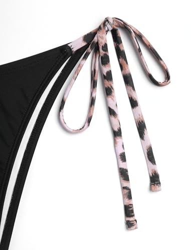 Image of ZAFUL Women's Polka Dot Bikini Set Double Layer Halter Swimsuit Colorblock Side Tie 2 Piece Bathing Suit
