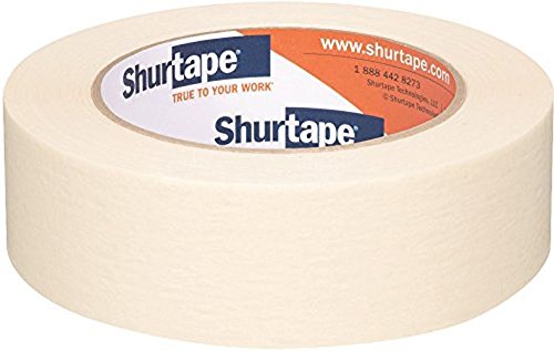 ShurtapeCP 105 General Purpose Grade, Medium-High Adhesion Masking Tape, 36mm x 55m, Natural, 1 Roll (104467)