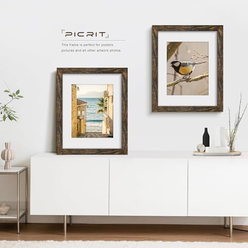 Picrit 16x20 Picture Frame 3 Pack, Brown Poster Frame, Display Poster 11 x 14 with Mat or 16 x 20 without Mat for Horizontal or Vertical Wall Mounting