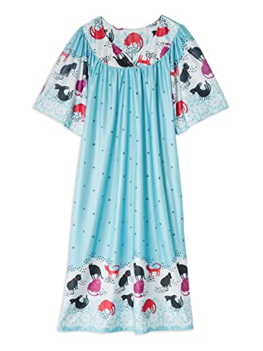 Image of AmeriMark Casual Women's Patio Muumuu House Dress Loose Comfortable Short Sleeve Sun Dress Lounger Gown Sleepwear for Ladies
