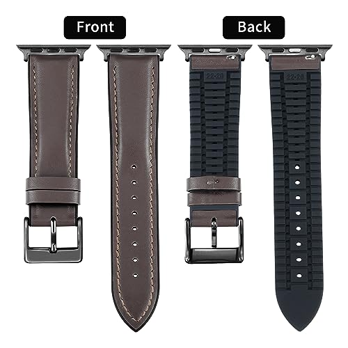 Image of BINLUN Leather Silicone Bands Compatible with Apple Watch 38mm 40mm 41mm 42mm 44mm 45mm 46mm 49mm Sweatproof Replacement Strap for iWatch 11 /10 /9 /8 /7 /6 /5 /4 /3 /2 /1 /Ultra /SE Men Women