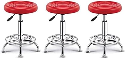 SHREEYETI Furniture - Adjustable Stool-Doctor/Kitchen Stool/Office Stool/Chair/Cafeteria Stool/Bar Stool (RED) 3 Pcs.