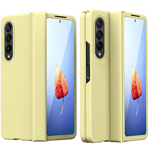 Miimall Galaxy Z Fold 4��p �t�C���� ��̌^�P�[�X ���� �M�����N�V�[ Z Fold 4 �J�o�[ ���킢�� �S�ʕی�P�[�X PC�ޗ� �y�� �h�Ռ� �M�����N�V�[ Z Fold 4�ی�J�o�[(�C�G���[)