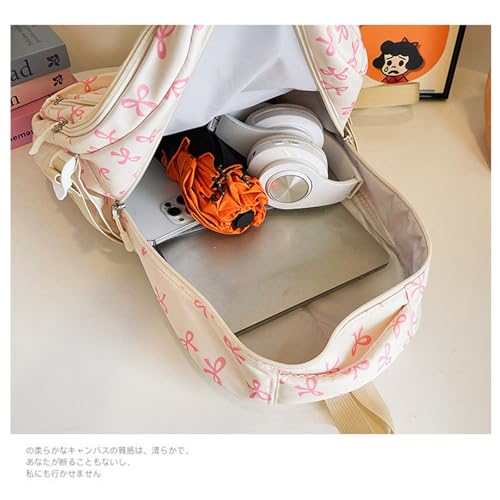 Pink Bow Backpack for Girls, Coquette Backpack Cute Kawaii Nylon Rucksack, Cute Bow Backpacks 3pcs Set (Black)4