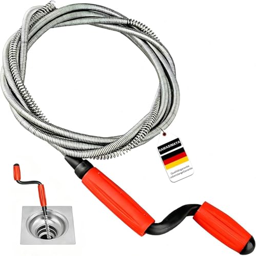 Furet Deboucheur Canalisation avec Manivelle, pour WC, évier, douche et baignoire, sonde en acier flexible, Furet Débouchage Canalisation Professionnel,...