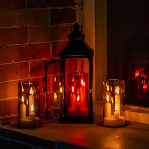 Image of Hausware 3-in-1 Flameless LED Taper Candles with Remote - Battery Operated, Realistic & Portable Candles Set,3-Pack,Durable Indoor /Outdoor Decor (Red)