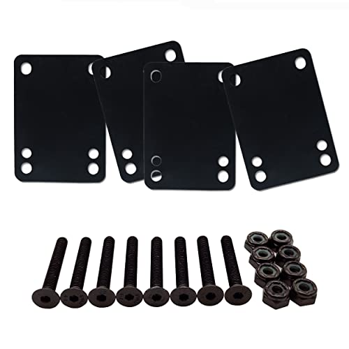PUAIDA Skateboard-Erhöhungspads und Hardware für elektrisches Longboard, 3 mm, schwarze Erhöhungen und 35 mm Schrauben Cover