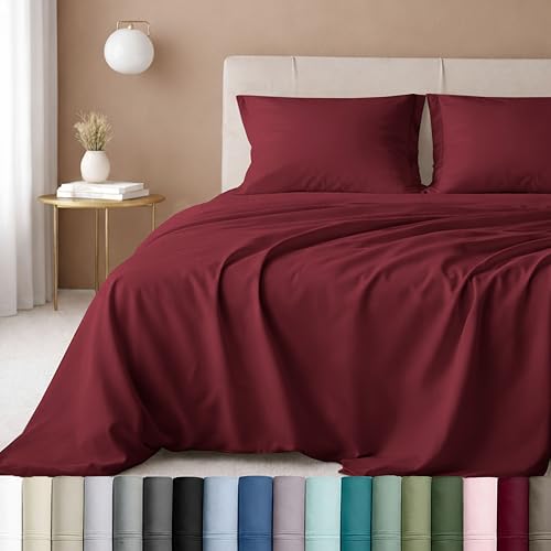 Image of California Design Den Cal King Sheet Set - Luxury 600 Thread Count 100% Cotton Sateen Bed Sheets California King Size Set with Deep Pockets, Hotel-Quality Bedding - Brick Red Bed Sheets