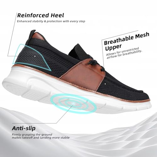 Image of Mens Casual Slip in Boat Shoes Fashion Lightweight Slip On Loafers Walking Beach Sneakers Work Mesh Oxfords Soft Sole
