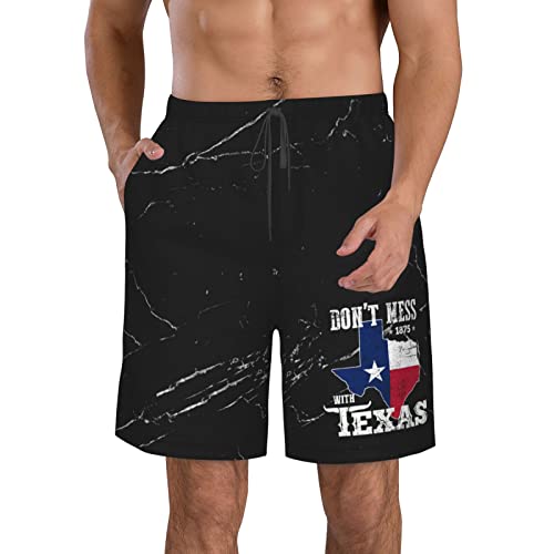 Kkaingg Dont Mess with Texas Mens Swim Trunks Quick Dry Swim Shorts Summer Beach Shorts with Pockets Swimsuit