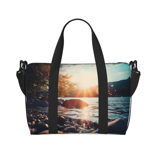Sunset Stream Travel Duffel Bag Tote Carry On Luggage Bag Water Resistant Weekender Overnight Bags For Foldable
