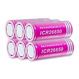 BENKIA 26650 Rechargeable Battery 3.7 Vlot 26650 Batteries for Flashlights Headlamps (6800mAh 6 Pack Battery)