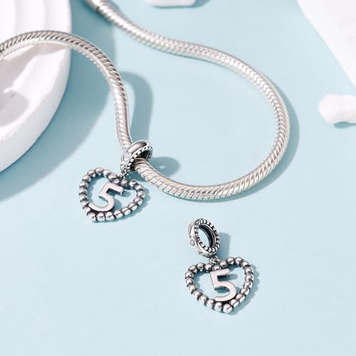Image of 925 Sterling Silver Number Charm fits Pandora, Gift for Women