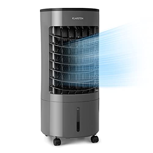 Klarstein Aire Acondicionado Portatil 3 en 1 con Ventilador, Pinguino con Humidificador con 2 Packs de Frío, Climatizador 3 Modos, Oscilación, Temporizador 2h. Refrigerador 65 Vat, 5 l, 228 m³/h