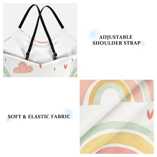 Bolaz Girls Swimsuits One-Piece Bathing Suits Multicolor Kids Sport Summer Beach Swimwear for 3-10 Years Old-White Childish Rainbow Cloud Pattern3