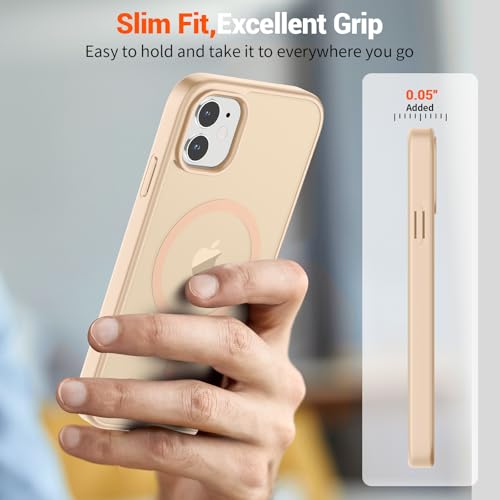 Image of SUPFINE Magnetic for iPhone 11 Case (Compatible with MagSafe) (Military Grade Drop Protection) Slim Translucent Matte Shockproof with Anti-Fingerprint Phone Case,Sand Pink