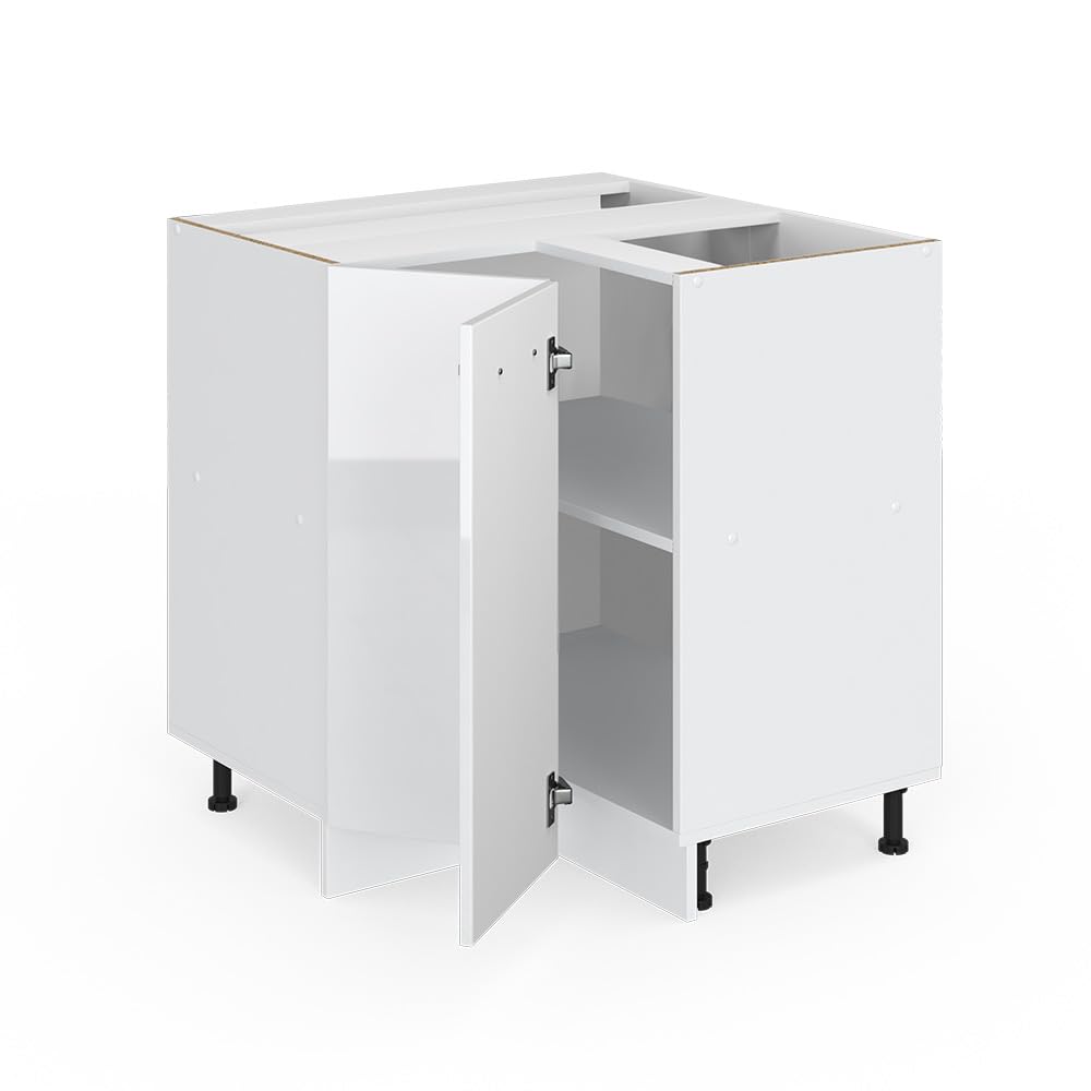Vicco Eckschrank für Hausrat R-Line, Weiß Hochglanz, 75.6 cm