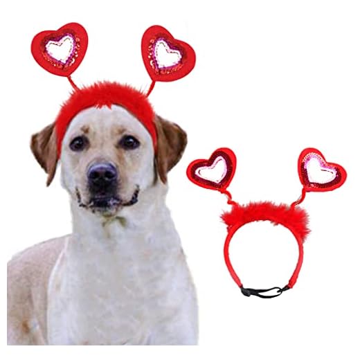 Valentines Heart Headband Dog Costume Pet Red Love Hearts Headband for Dog Cat Glitter Valentine's Day Supplies