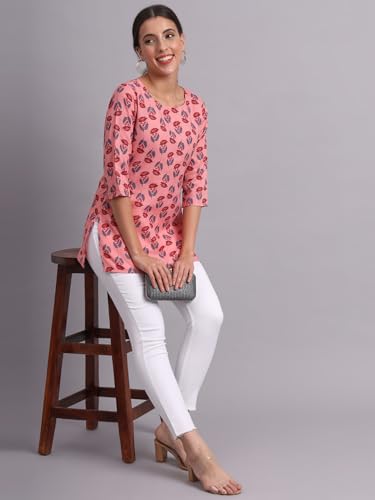 Image of PATLANI Women's Cotton Printed Short Fullstitched Kurti /Kurtas.