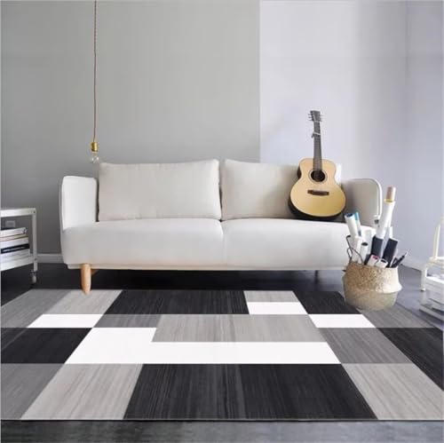 Tapis de lit gris 80x200cm au design géométrique moderne