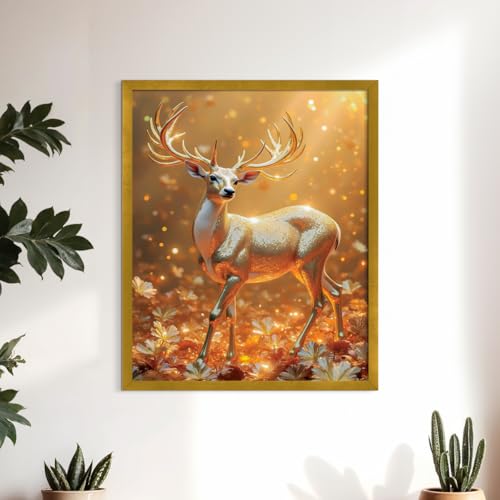 Image of ArtX Canvas Vastu Golden Deer Wall Painting, Big Size Canvas Painting For Living Room, Bedroom, Multicolor, Abstract, 61.0 X 48.0 cm, Set of 1