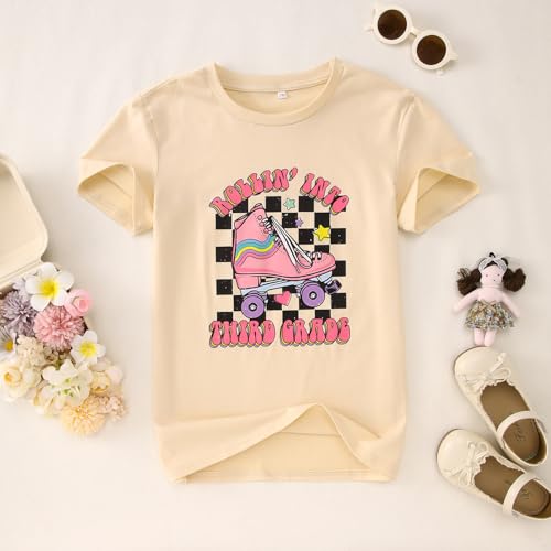 Image of SOFEON First Day of School Shirt for Girls Rollin' Into 1st /2nd /3rd Grade T-Shirt Back to School Skating Graphic Tees Tops