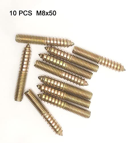 Image of Hanger Bolt M8x50 Double Headed Bolt Self-Tapping Screw for Furniture 10Pcs