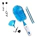XYY Spolverino Elettrico Ricaricabile con Asta Telescopica Ultraleggera e 2 Testate Lavabili a Mano, Spazzole per Pulire, Prodotti per la Pulizia Auto (Ricaricabile, Blu-Bianco)