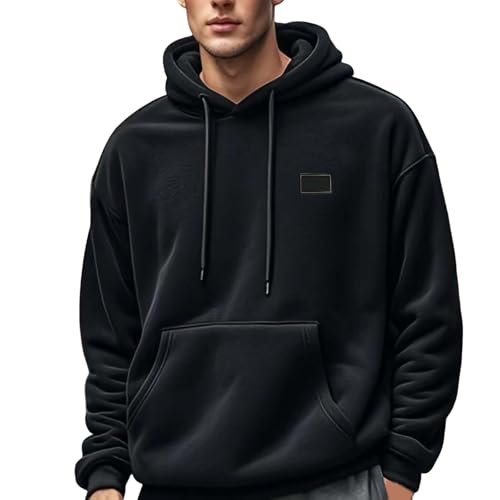Fleece Hoodie Men Hooded Long Sleeve Shirts with Pocket Mens Trendy Solid Sweatshirts Hoodie Casual Fall Pullover
