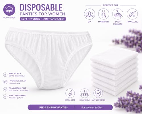 Image of 45 GSM Double Layerd Disposable Panties for Women Travel Double Layerd Spa Saloon Innerwear use and Throw Panty Disposable Panty White