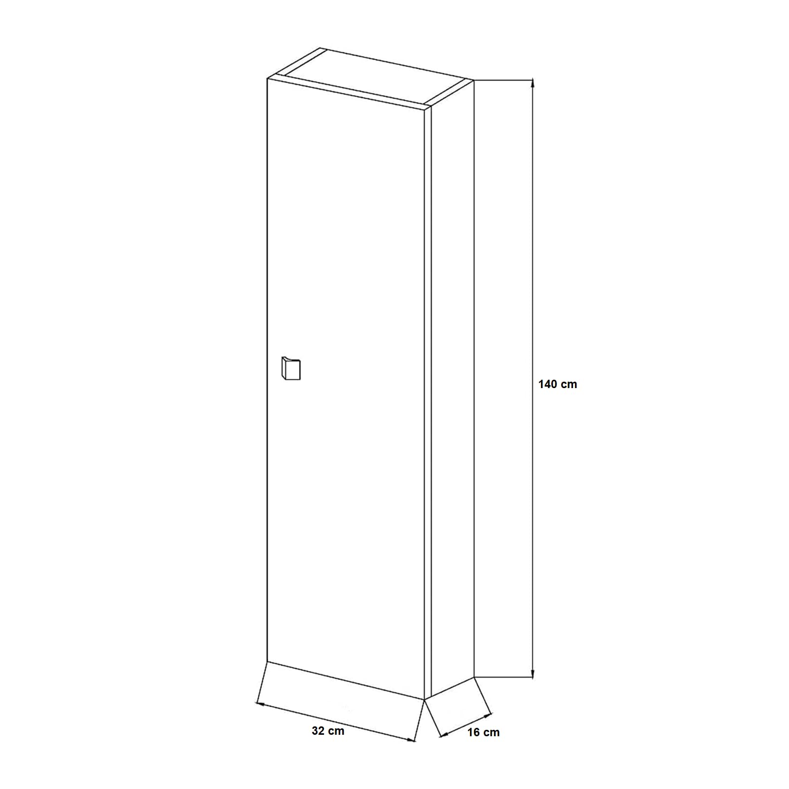 Mondo Viro - Columna suspendida de baño Emma móvil de 1 puerta en aglomerado blanco lacado 32 x 16 cm 140 cm