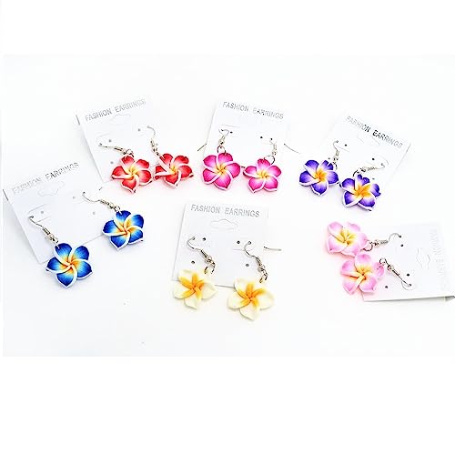 Lovely Hawaiian Plumeria Rubra Dangle Earrings Tropical Flower Bohemia Luau Beach Party Accessories for Women Gifts-Red2
