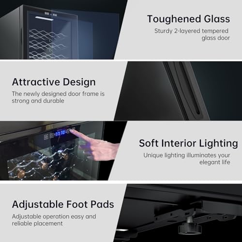 Image of KingChii 45 Bottle Wine Cooler Refrigerator Freestanding Wine Fridge - Intelligent Digital Control, Low Noise Professional Compressor, Tempered Glass for Home, Office