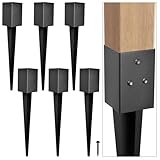 Anclaje de poste de valla de 4 x 4 pulgadas, con cubierta de recubrimiento en polvo negro