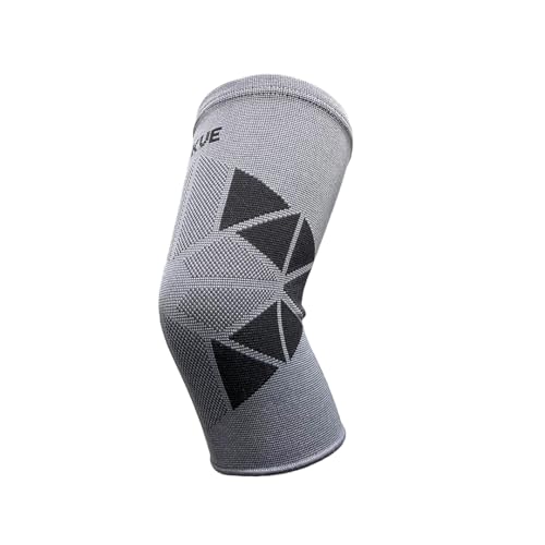 Image of KUE Knee Compression Sleeve Support for Men & Women | Pain Relief, Injury Recovery, Sports, Running, Gym, Cycling, Workout | Knee Brace for Joint Support (L, Grey, Pack of 1)