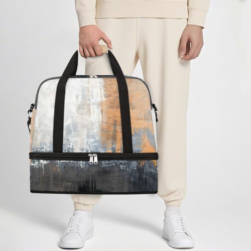 Sports Gym Bag Oil Painting Abstract Large Travel Duffel Bag With Shoe Compartment Foldable Waterproof Carry-On Weekend Travel Bags for Camping Overnight Yoga Hospital Travel Bags 7