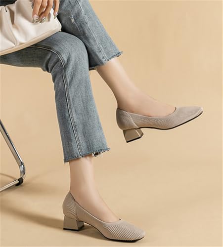 Womens Knit Ballet Flats with Arch Support Square Toe Slip On Shoes Lightweight Breathable Dressy Flats Chic Shoes with Heel2