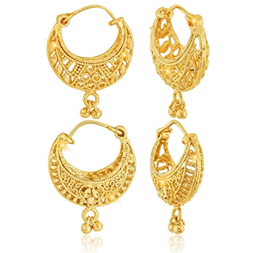 Vighnaharta Gold Plated Clip on Bucket,basket Chand Bali and Screw Stud earring Combo valentine day gift valentineday gift for her gift for him gift for women gift for men love gift gifts ValentinesDay2023 for Women and Girls [VFJ1137-1138ERG]